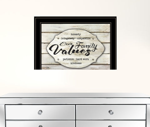 Our Family Values 3 Black Framed Print Wall Art