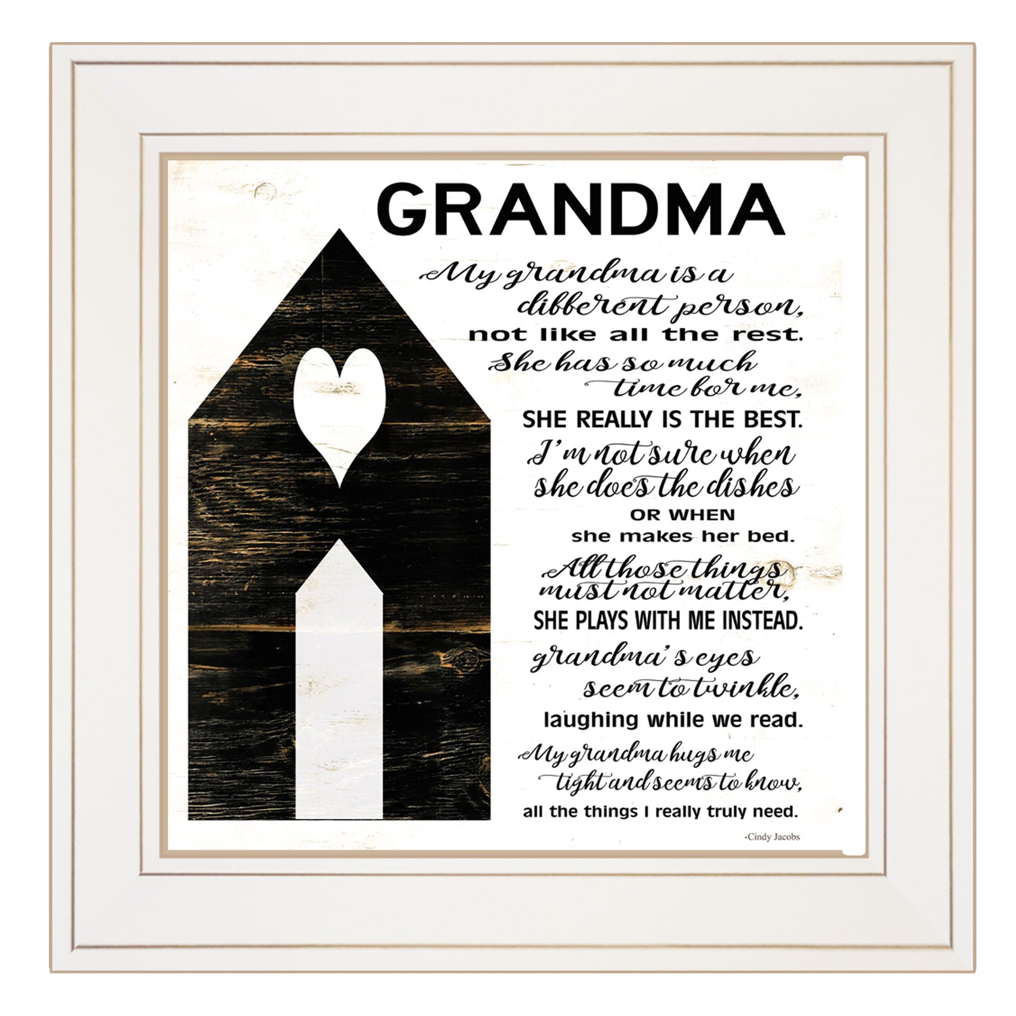 My Grandma White Framed Print Wall Art