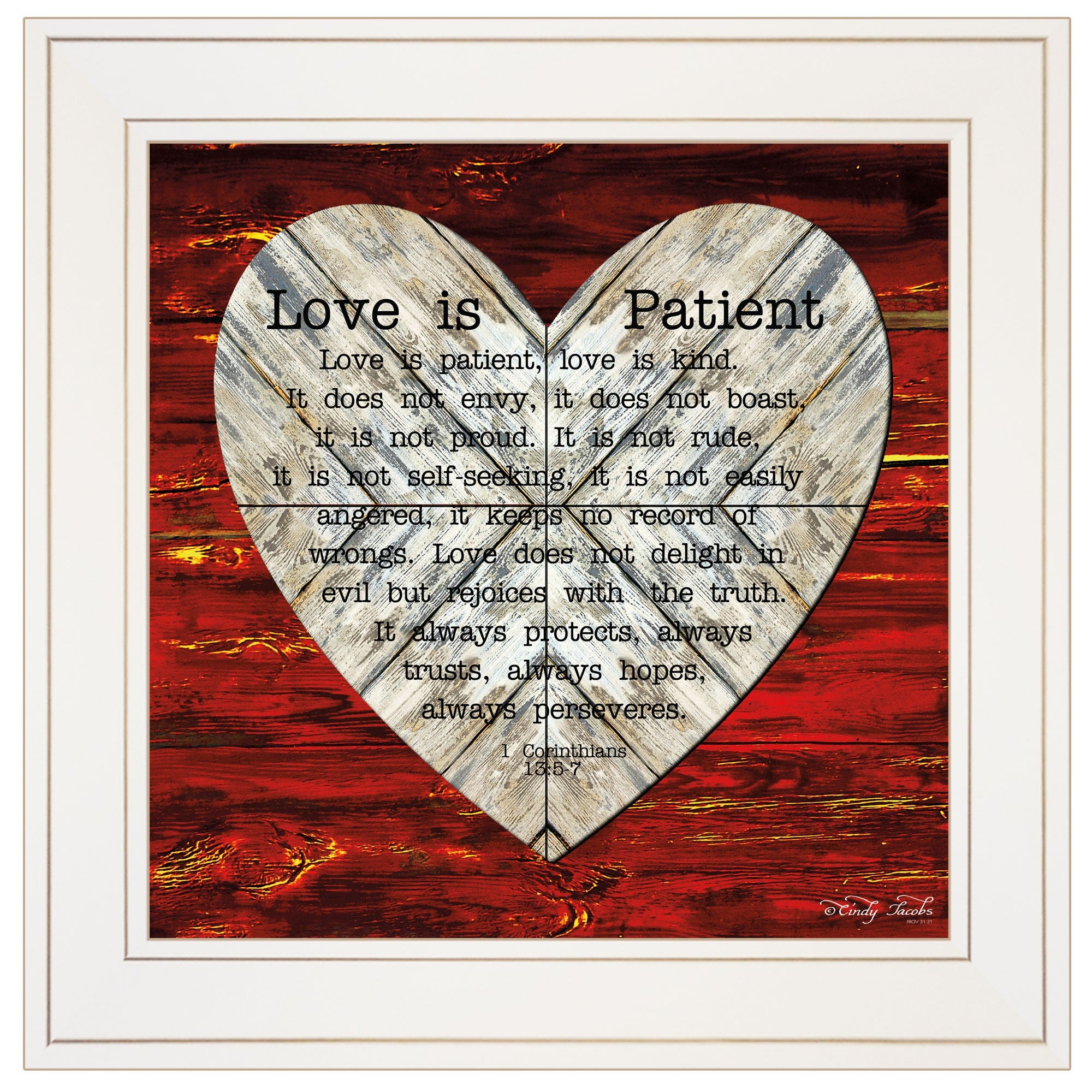 Love Is Patient 1 White Framed Print Wall Art