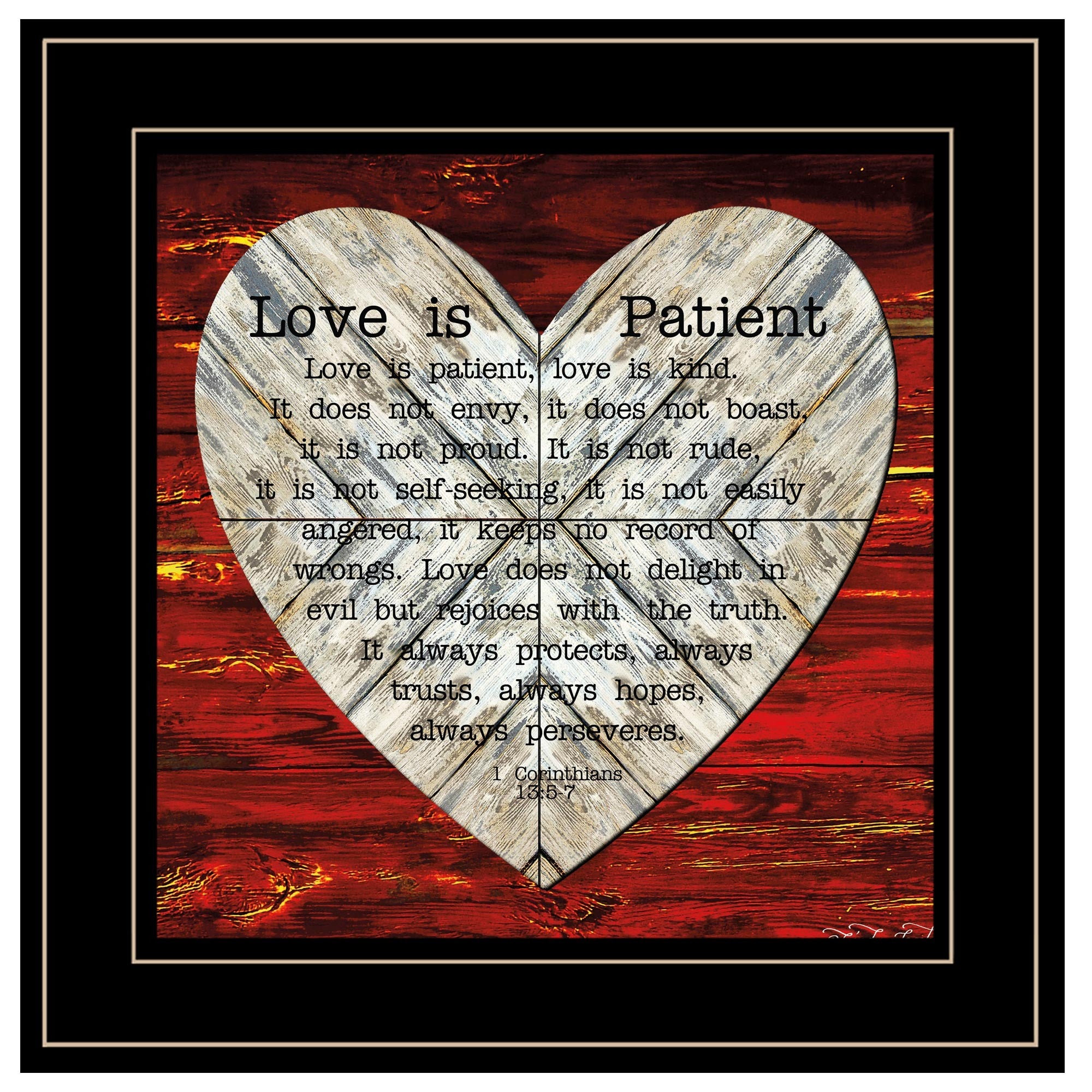 Love Is Patient 2 Black Framed Print Wall Art