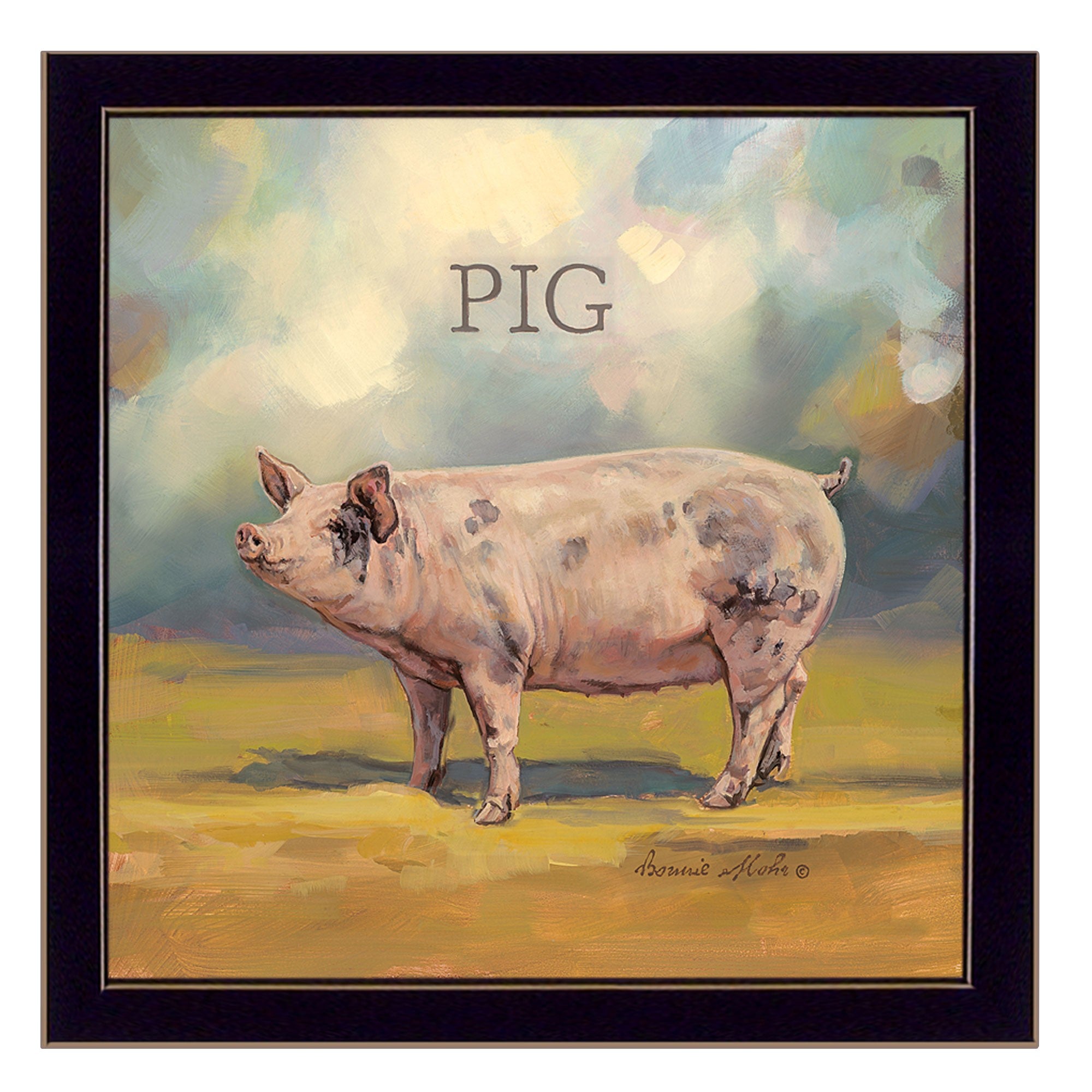 Piper The Pig Black Framed Print Wall Art