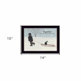 Together Boy and Cat Black Framed Print Snowstorm Wall Art