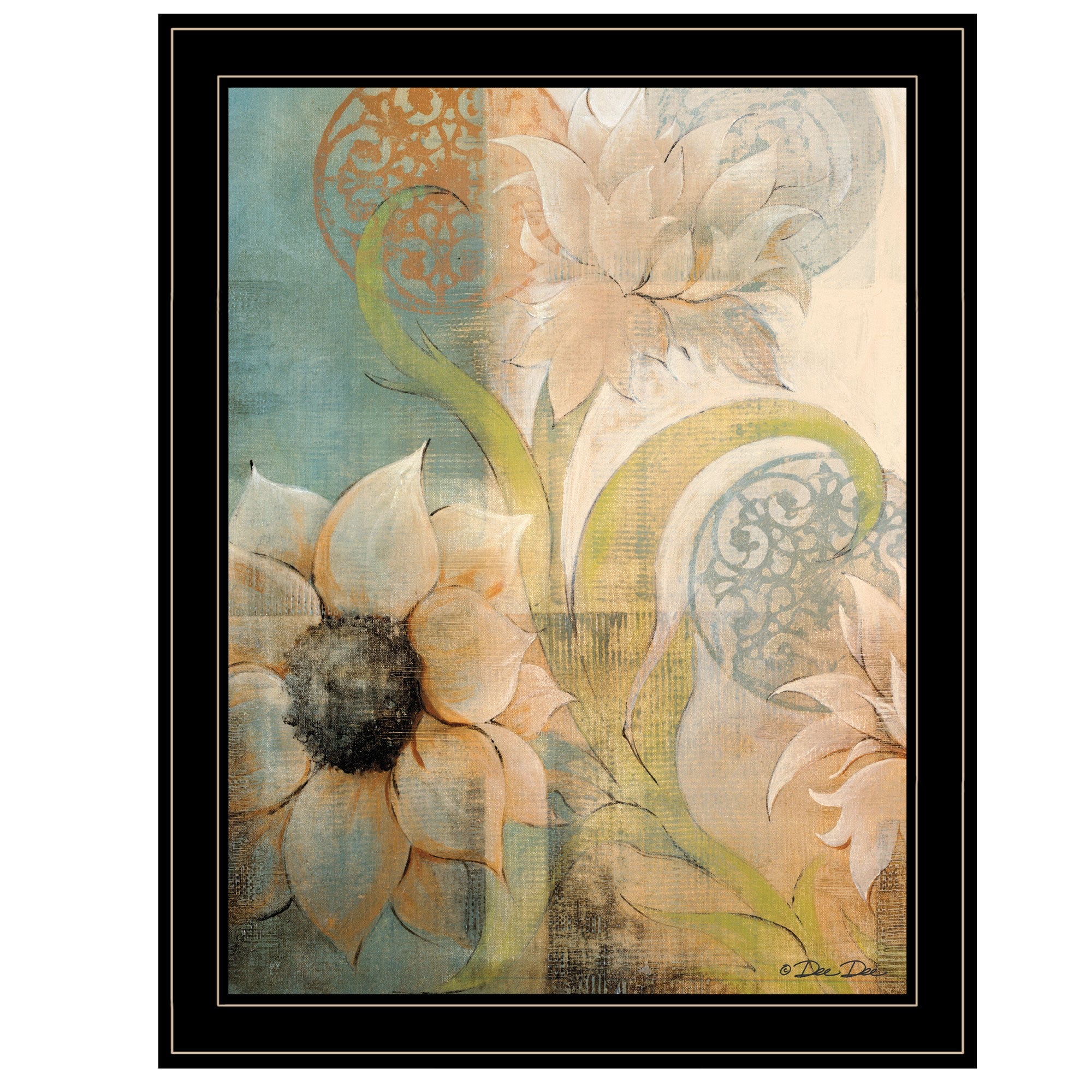 Meandering Flowers I 2 Black Framed Print Wall Art