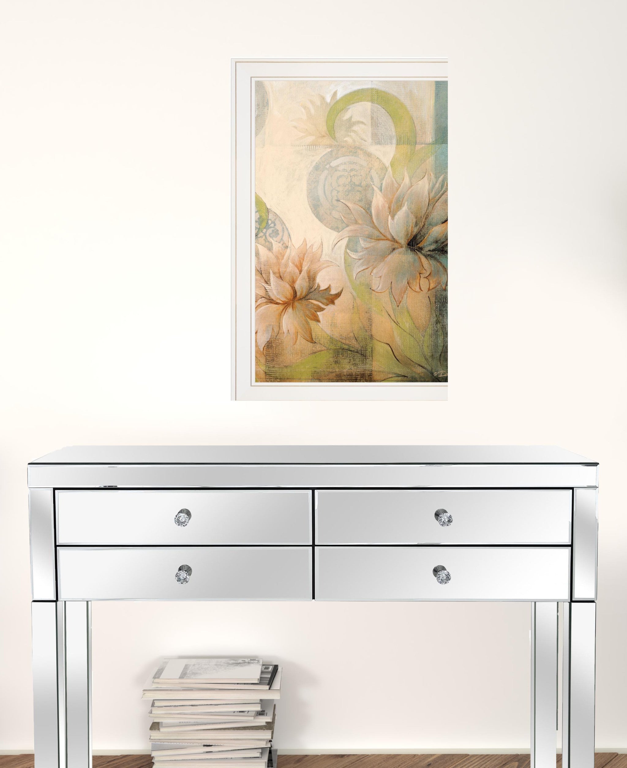 Meandering Flowers II 1 White Framed Print Wall Art