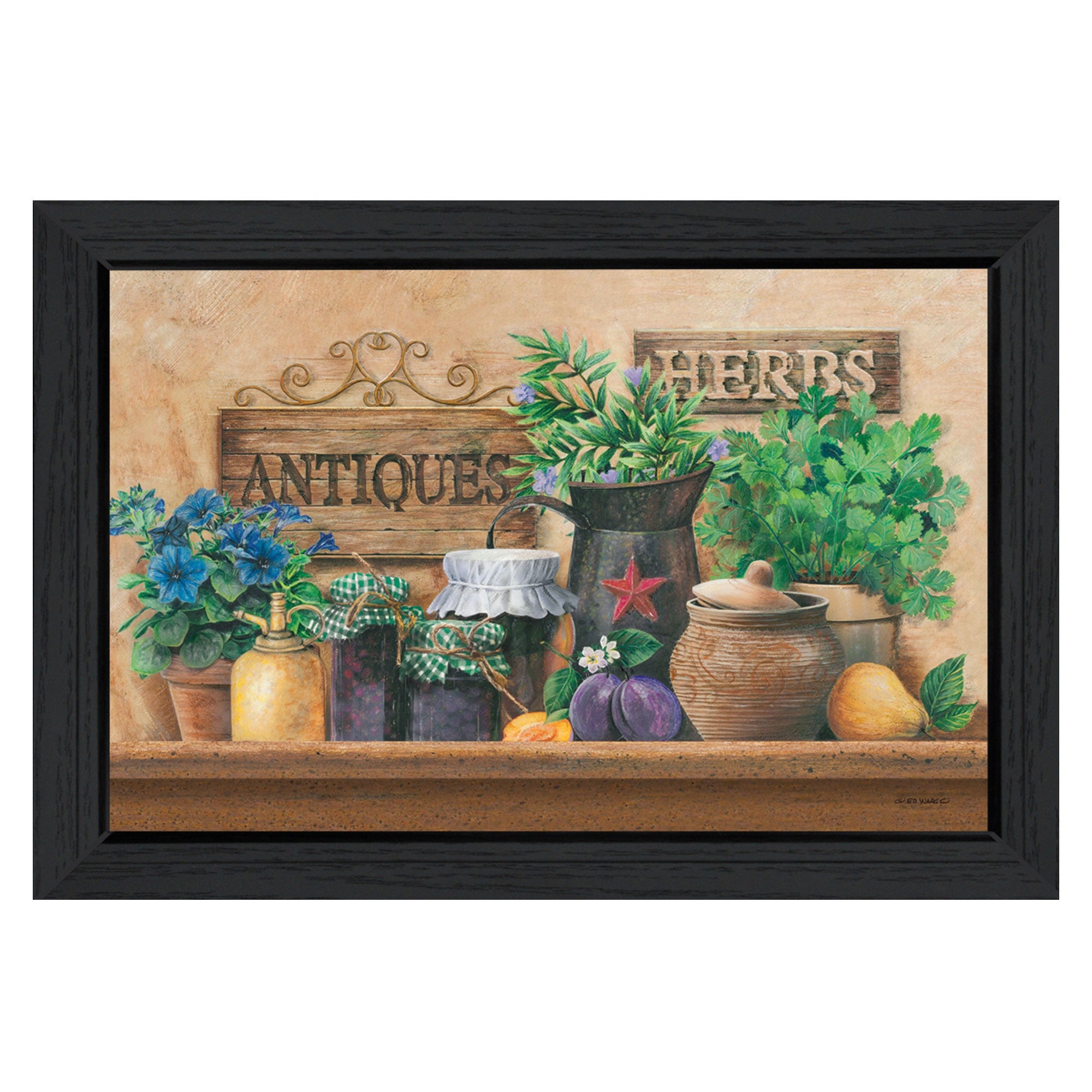 Antiques And Herbs 3 Black Framed Print Wall Art