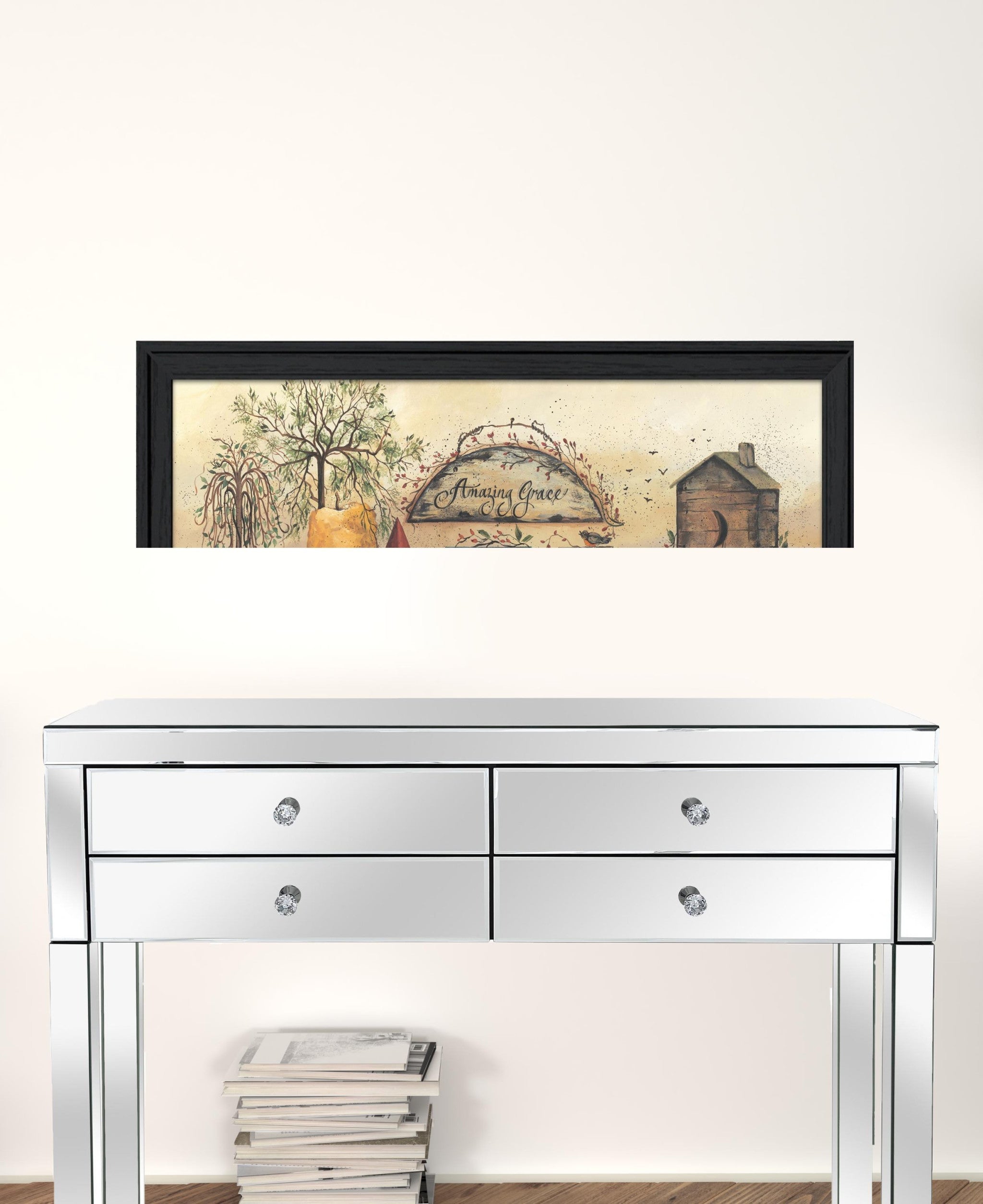 Amazing Grace Shelf 3 Black Framed Print Wall Art