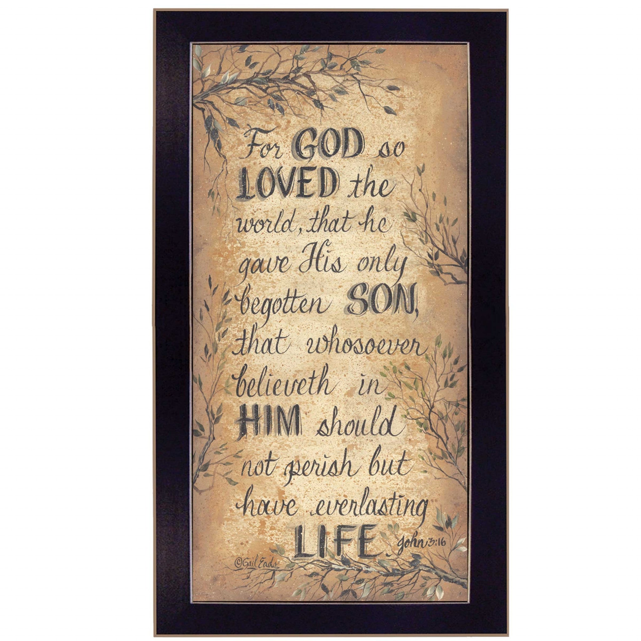 For God So Loved Black Framed Print Wall Art