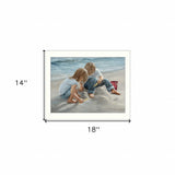 Sand Castle Builders 1 White Framed Print Wall Art