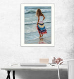 The Striped Skirt White Framed Print Wall Art