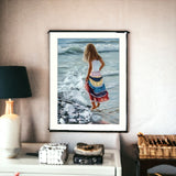 The Striped Skirt White Framed Print Wall Art