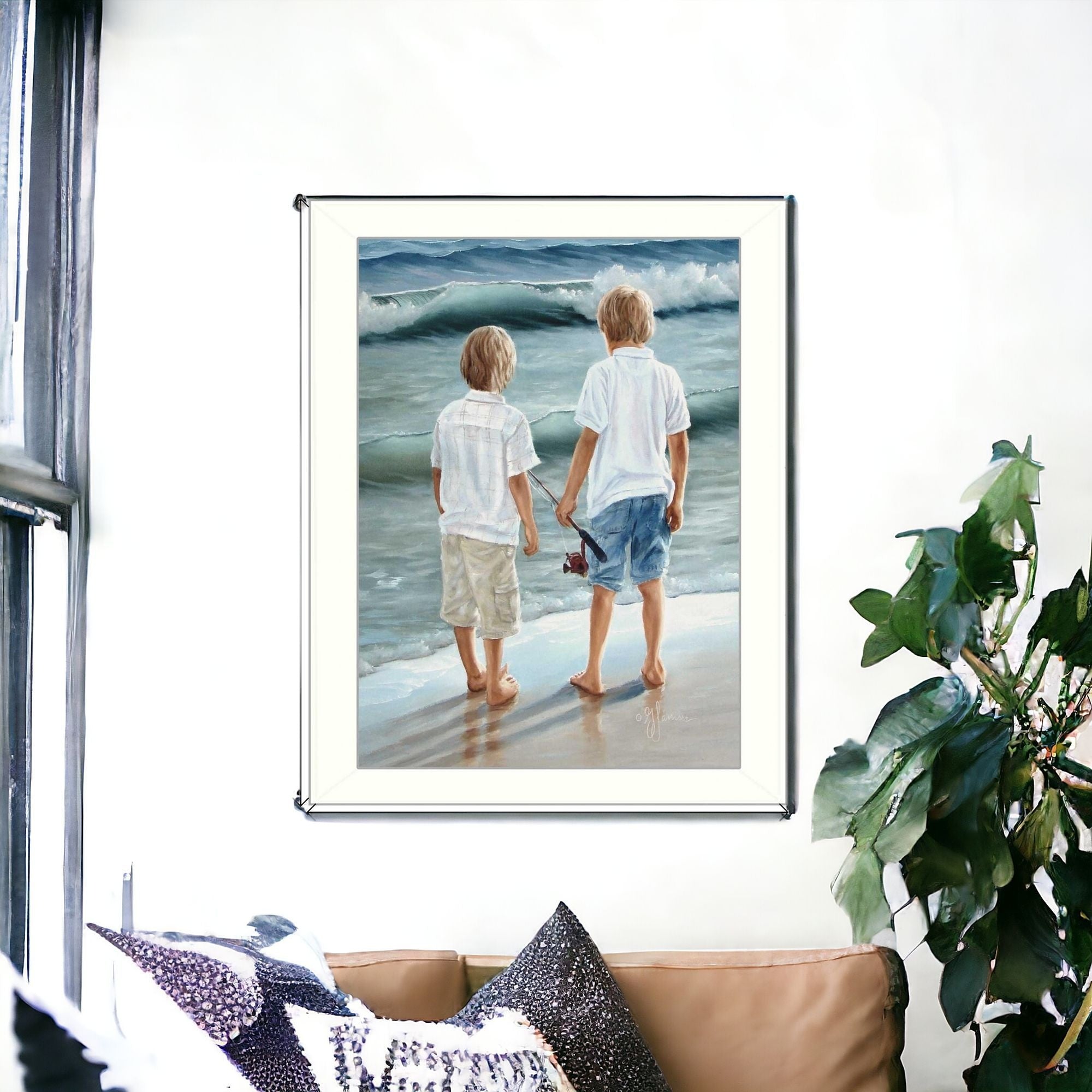 Going Fishing White Framed Print Wall Art