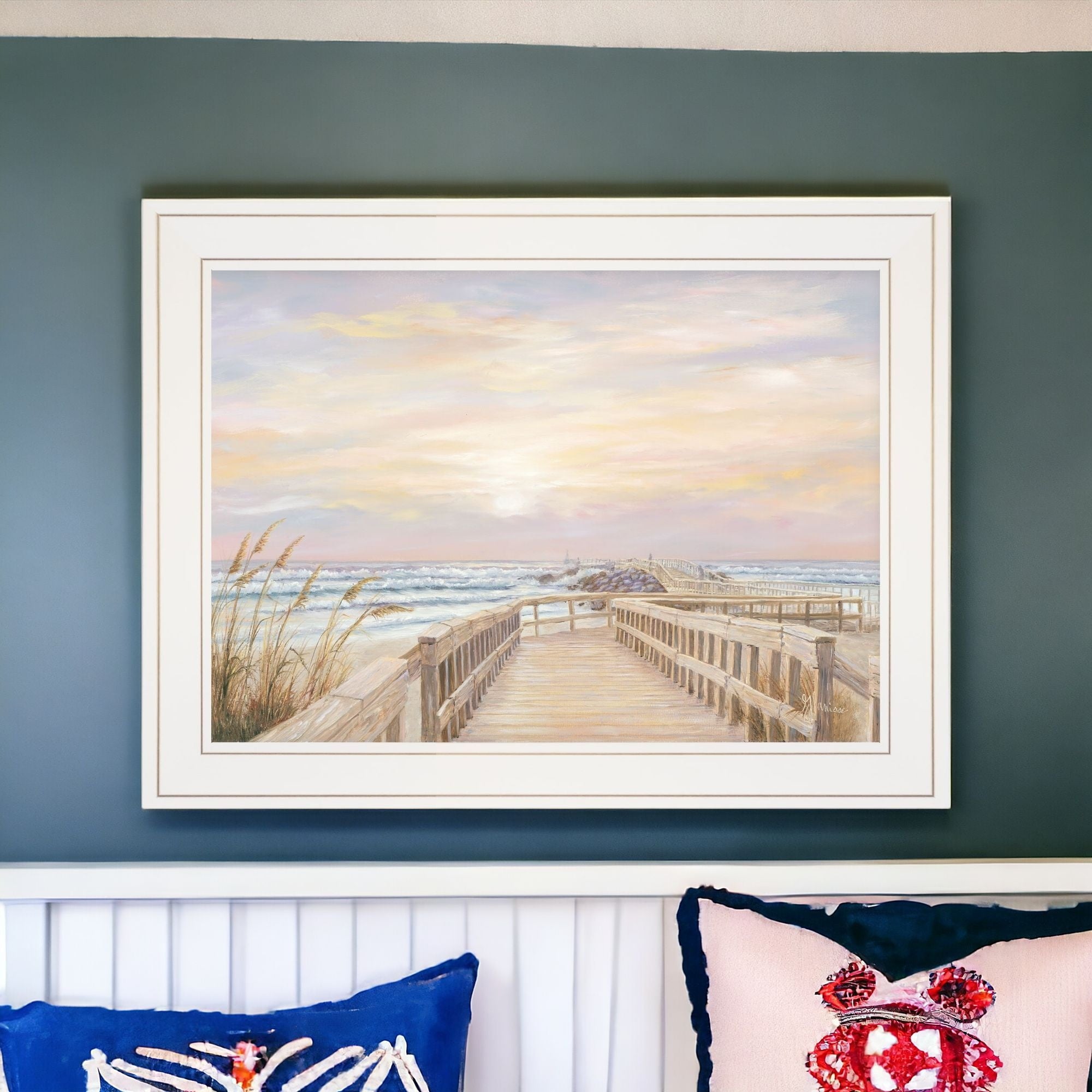 Ponce Inlet Jetty Sunrise 2 White Framed Print Wall Art