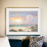 Golden Sunset On Crystal Cove 1 White Framed Print Wall Art