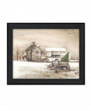 Bringing Home The Tree 1 Black Framed Print Wall Art