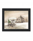 Bringing Home The Tree 1 Black Framed Print Wall Art