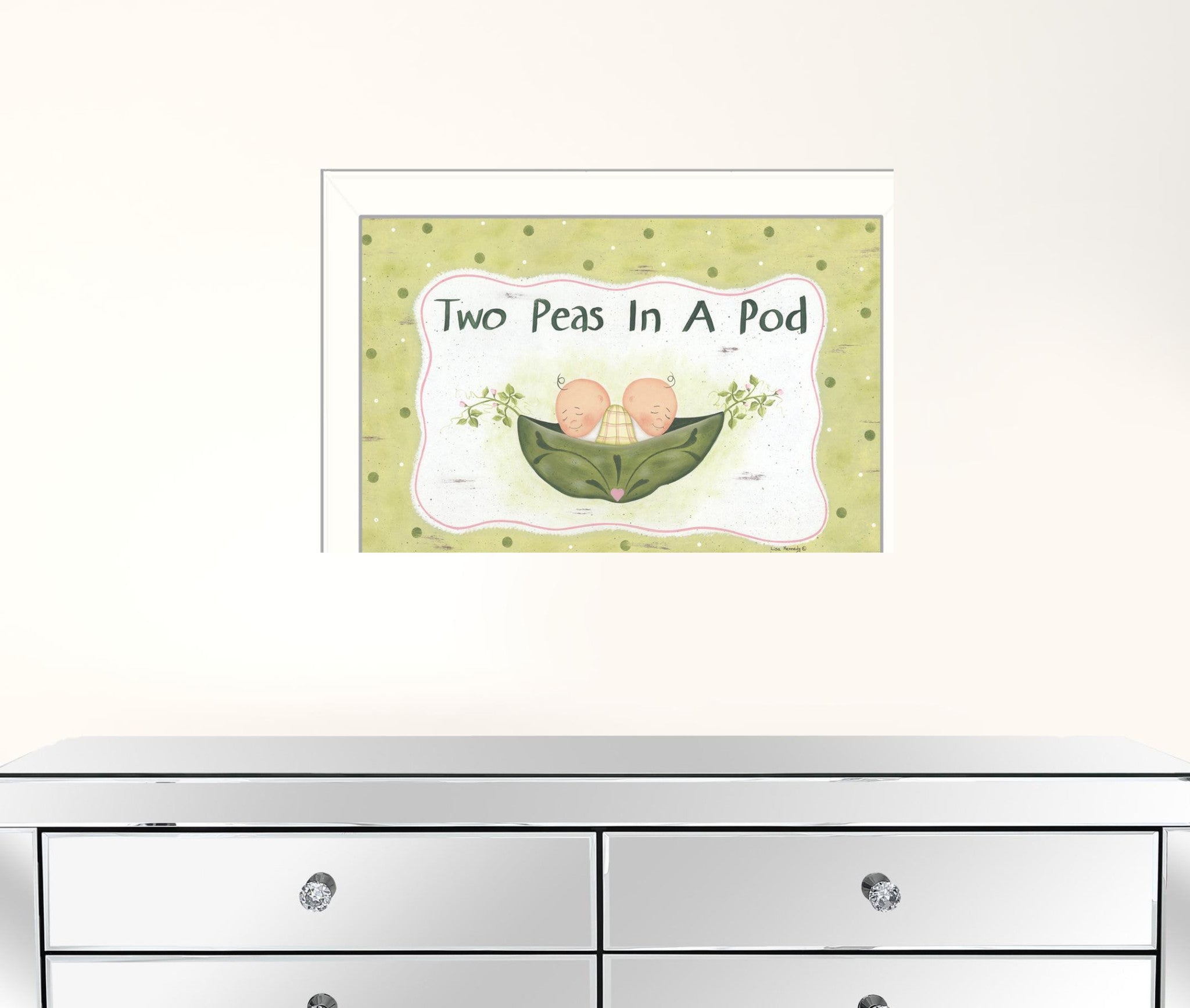 Two Peas In A Pod White Framed Print Wall Art