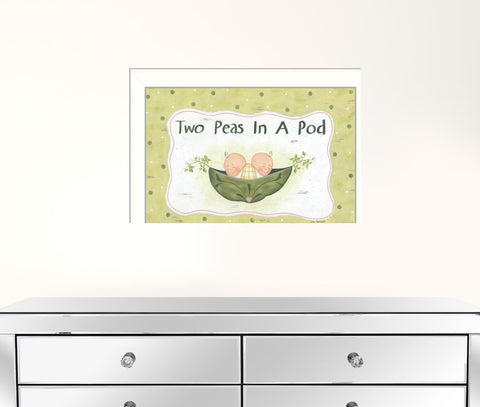 Two Peas In A Pod White Framed Print Wall Art