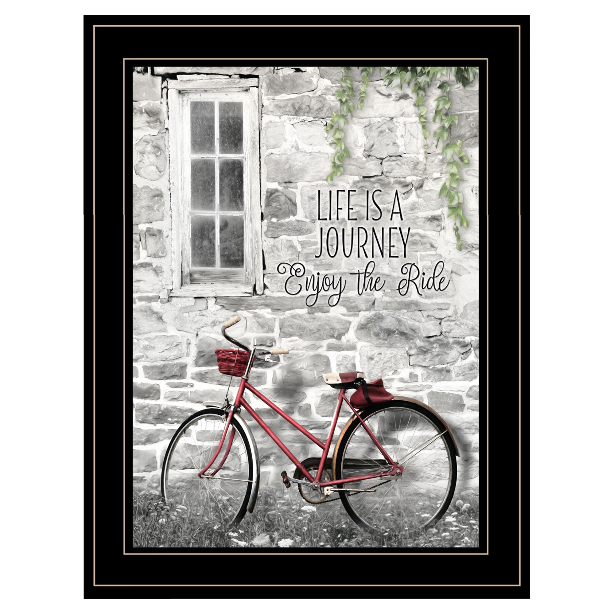 Life Is A Journey Enjoy Black Framed Print Wall Art