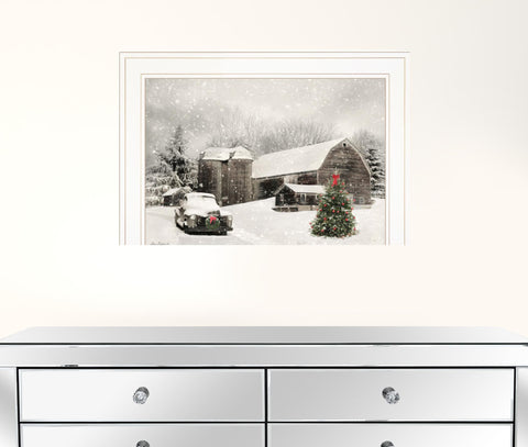 Farmhouse Christmas 1 White Framed Print Wall Art