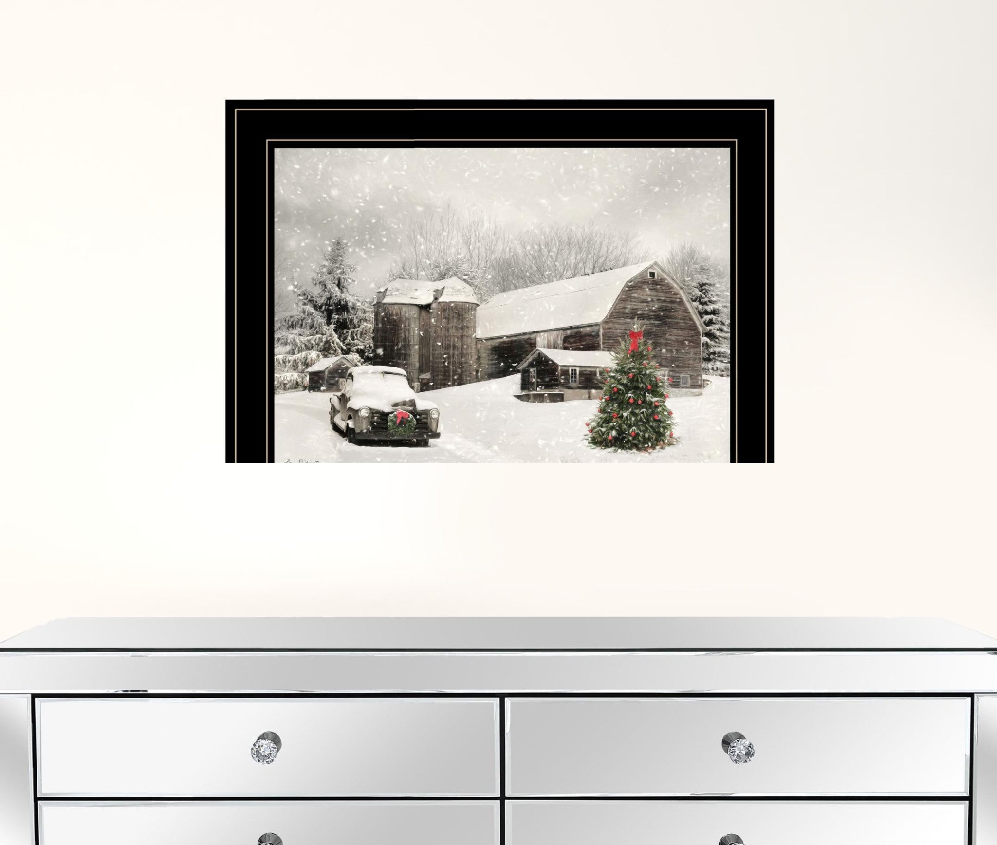 Farmhouse Christmas 2 Black Framed Print Wall Art