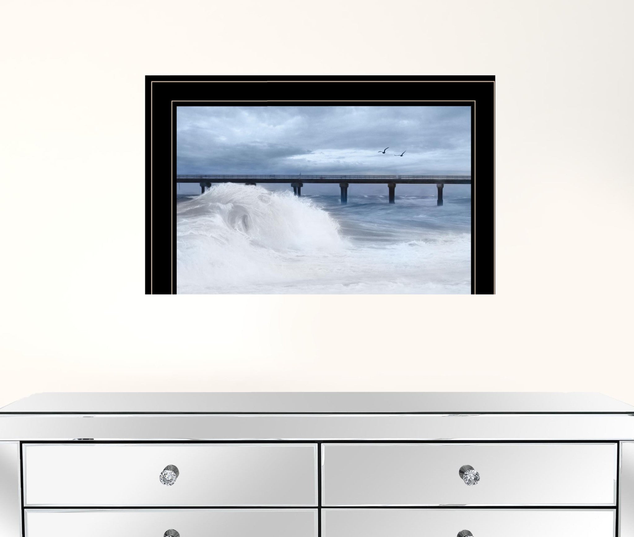 Blue Waves 2 Black Framed Print Wall Art