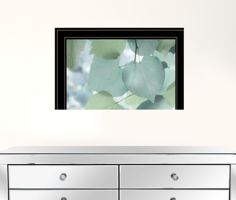 Aqua Leaves 2 Black Framed Print Wall Art