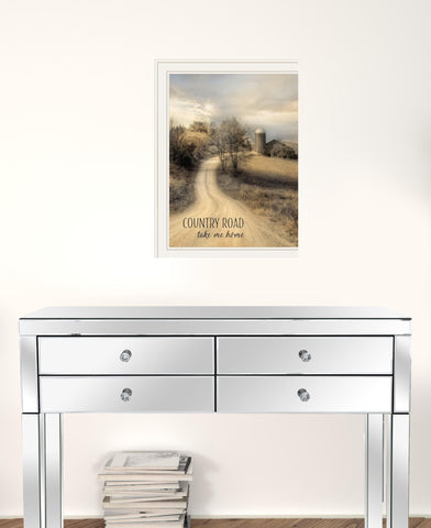 Country Road Take Me 1 White Framed Print Wall Art