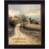 Country Road Take Me 2 Black Framed Print Wall Art