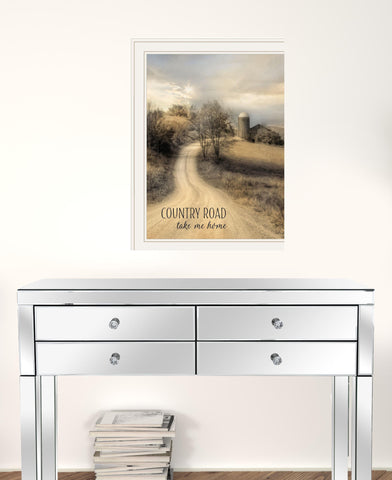 Country Road Take Me Home 1 White Framed Print Wall Art