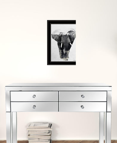 Elephant Walk 2 Black Framed Print Wall Art