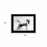 Running White Stallion 2 Black Framed Print Wall Art