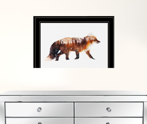 Arctic Red Fox 2 Black Framed Print Wall Art