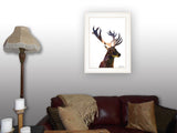 Deer In The Forest 1 White Framed Print Wall Art