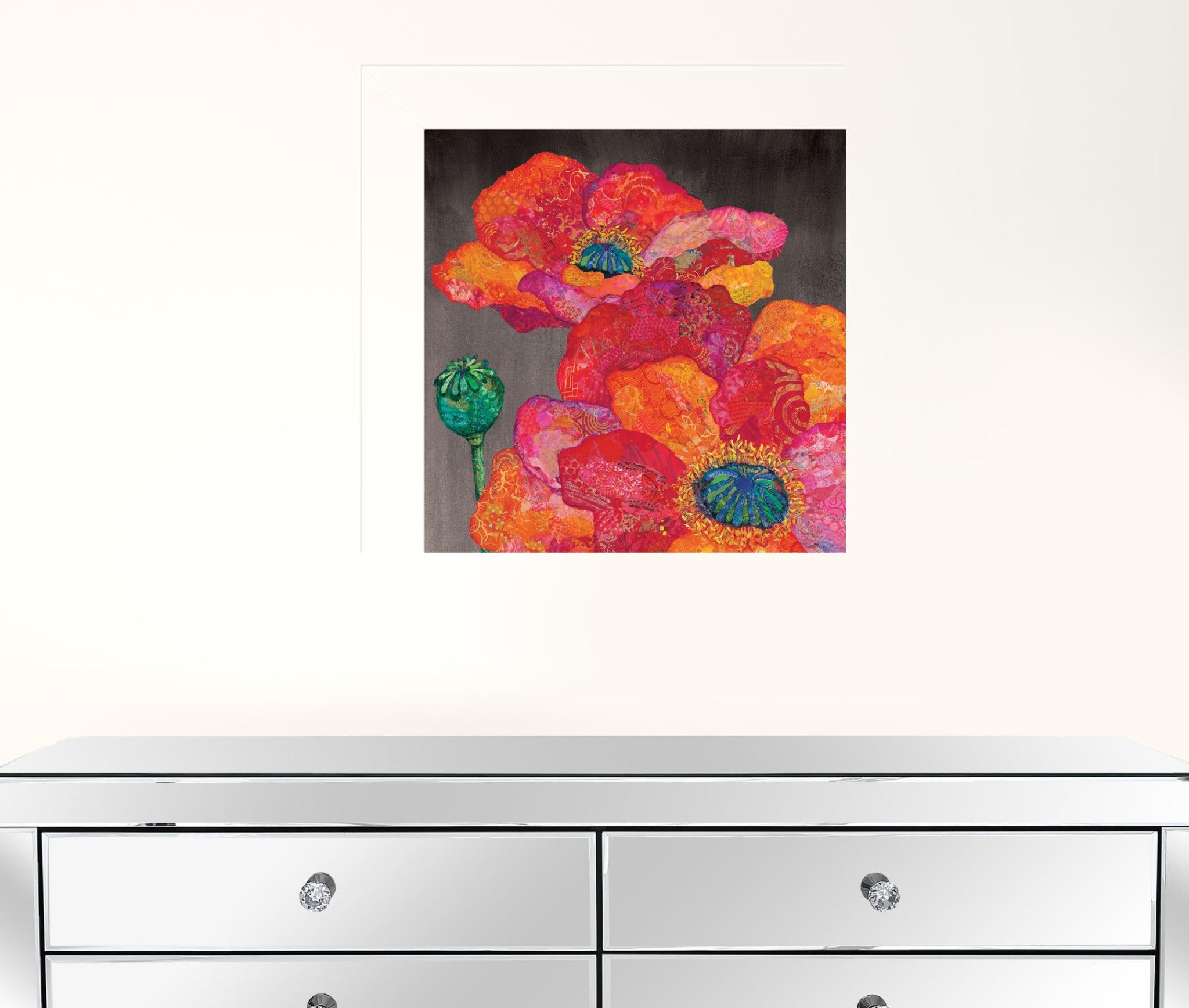 Blooms On Black II 1 White Framed Print Wall Art