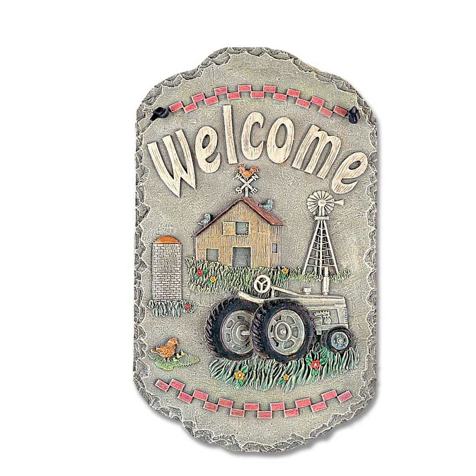 Tractor and Farm Welcome Sign Indoor Outdoor Resin Wall Decor