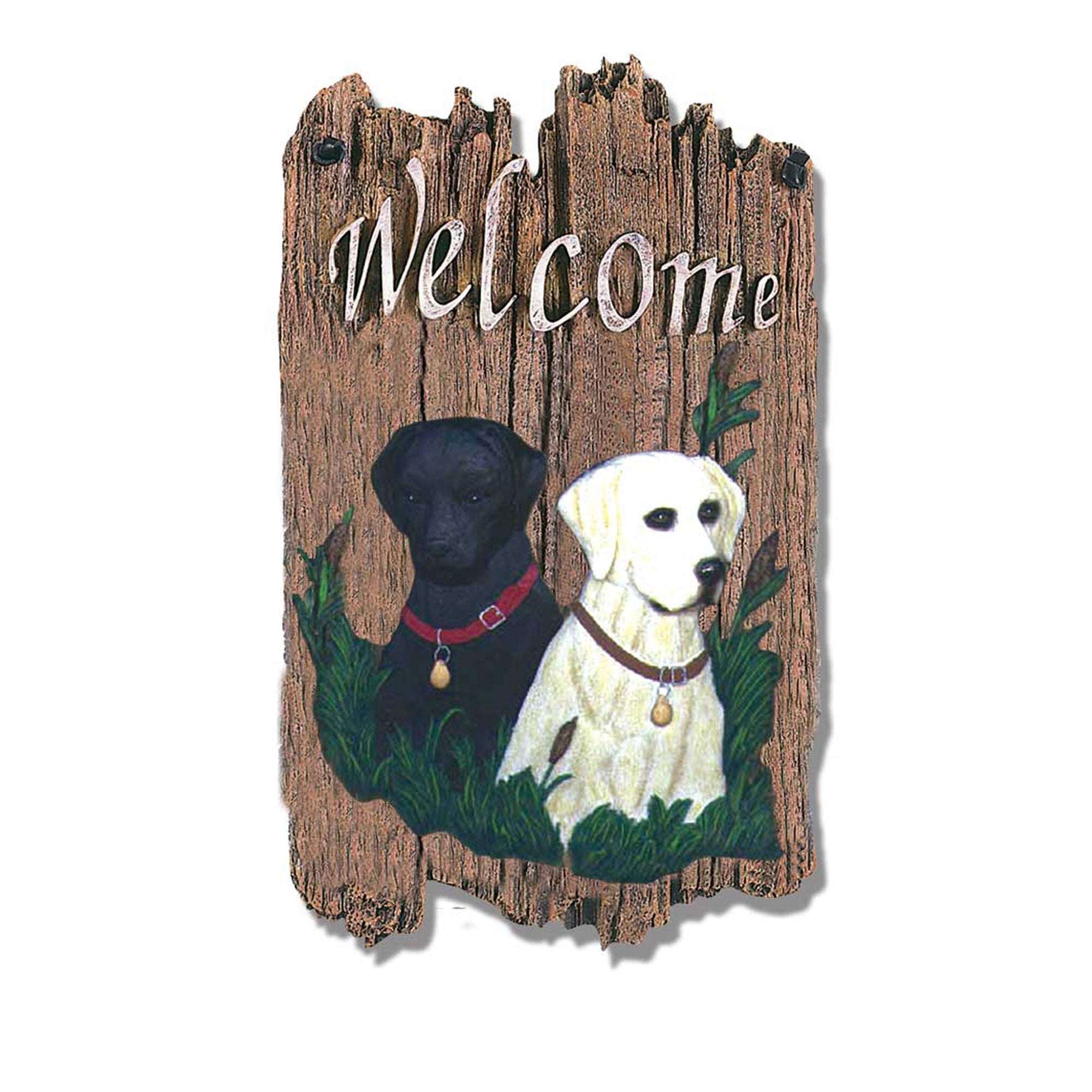 Black and Yellow Labs Indoor Outdoor Resin Welcome Wall Decor