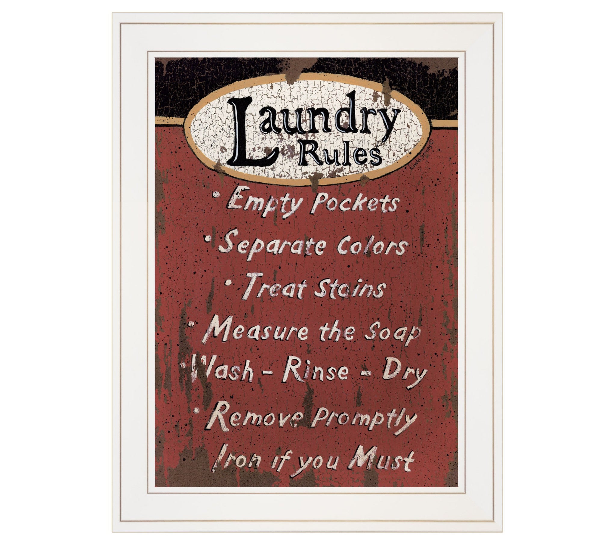 Laundry Rules 3 White Framed Print Laundry Wall Art