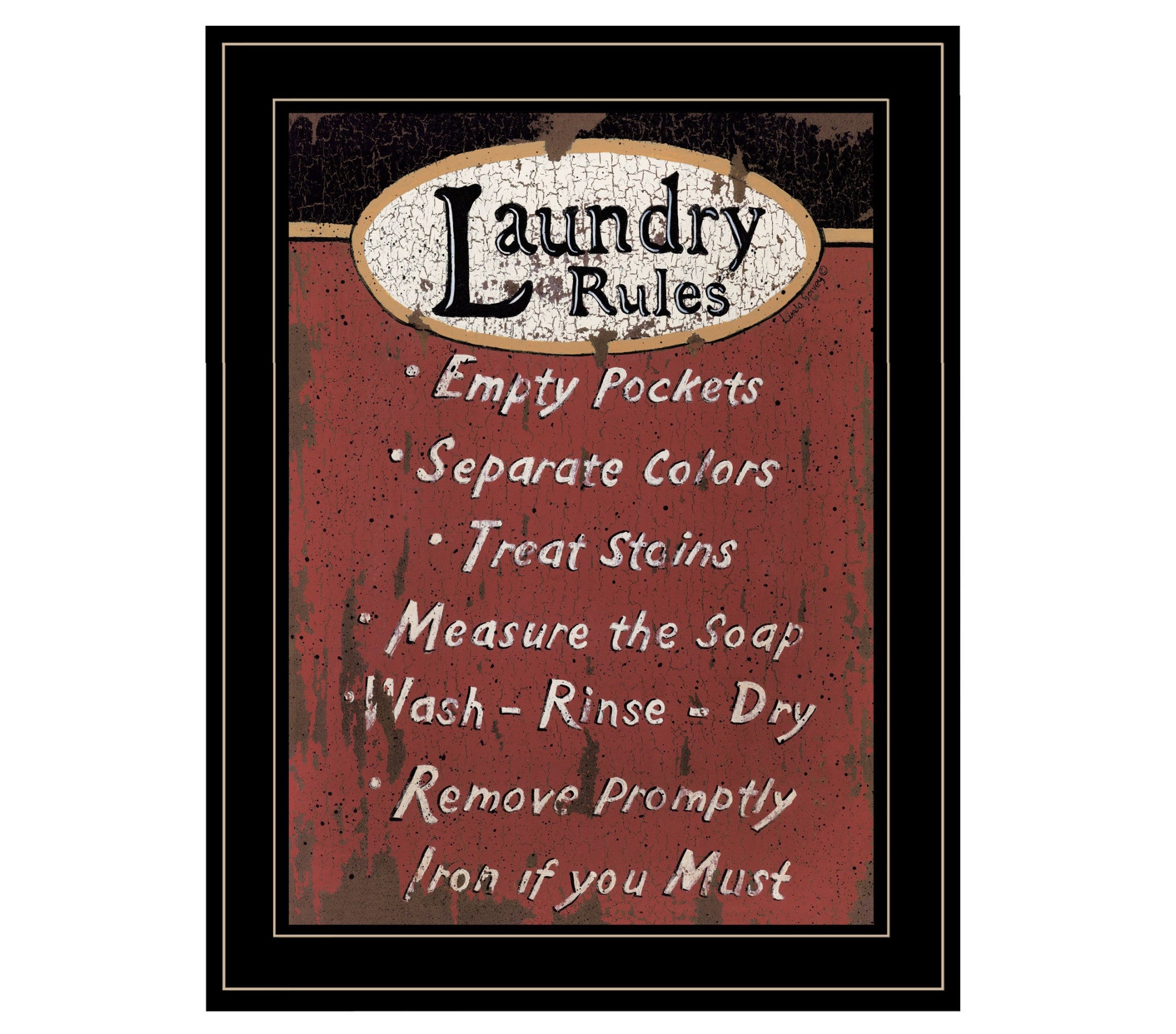 Laundry Rules 4 Black Framed Print Bathroom Wall Art