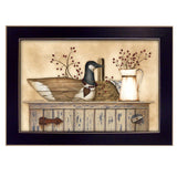 Duck And Berry Still Life Black Framed Print Wall Art