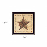 Live Laugh Love Rustic Star Black Framed Print Wall Art