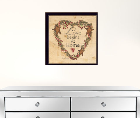 Love Begins At Home 1 Black Framed Print Wall Art