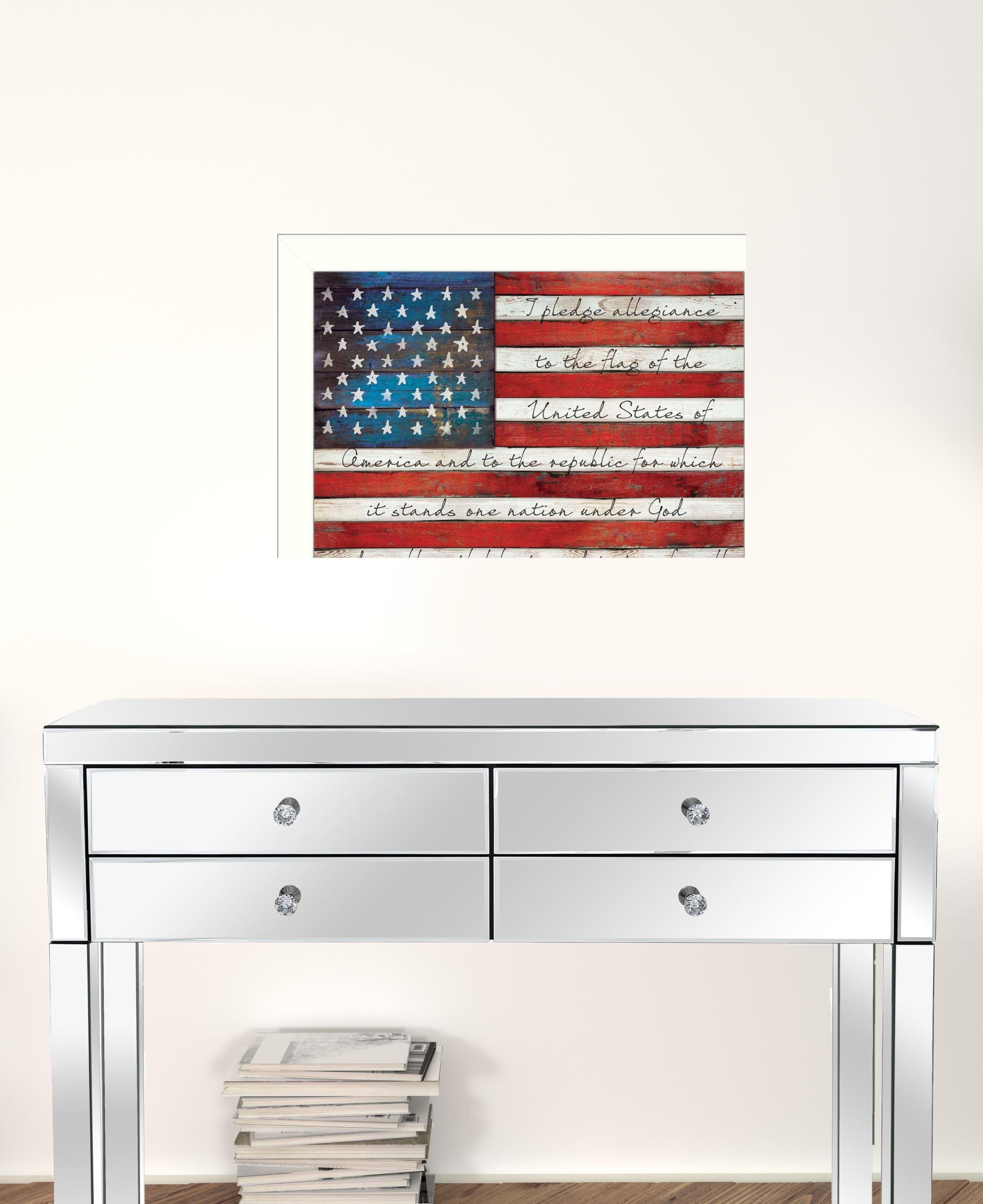 Pledge Of Allegiance 4 White Framed Print Wall Art