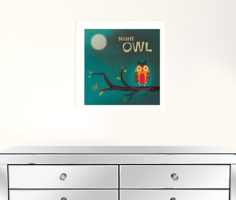 Night Owl 1 White Framed Print Wall Art