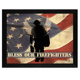 Bless Our Firefighters Black Framed Print Wall Art