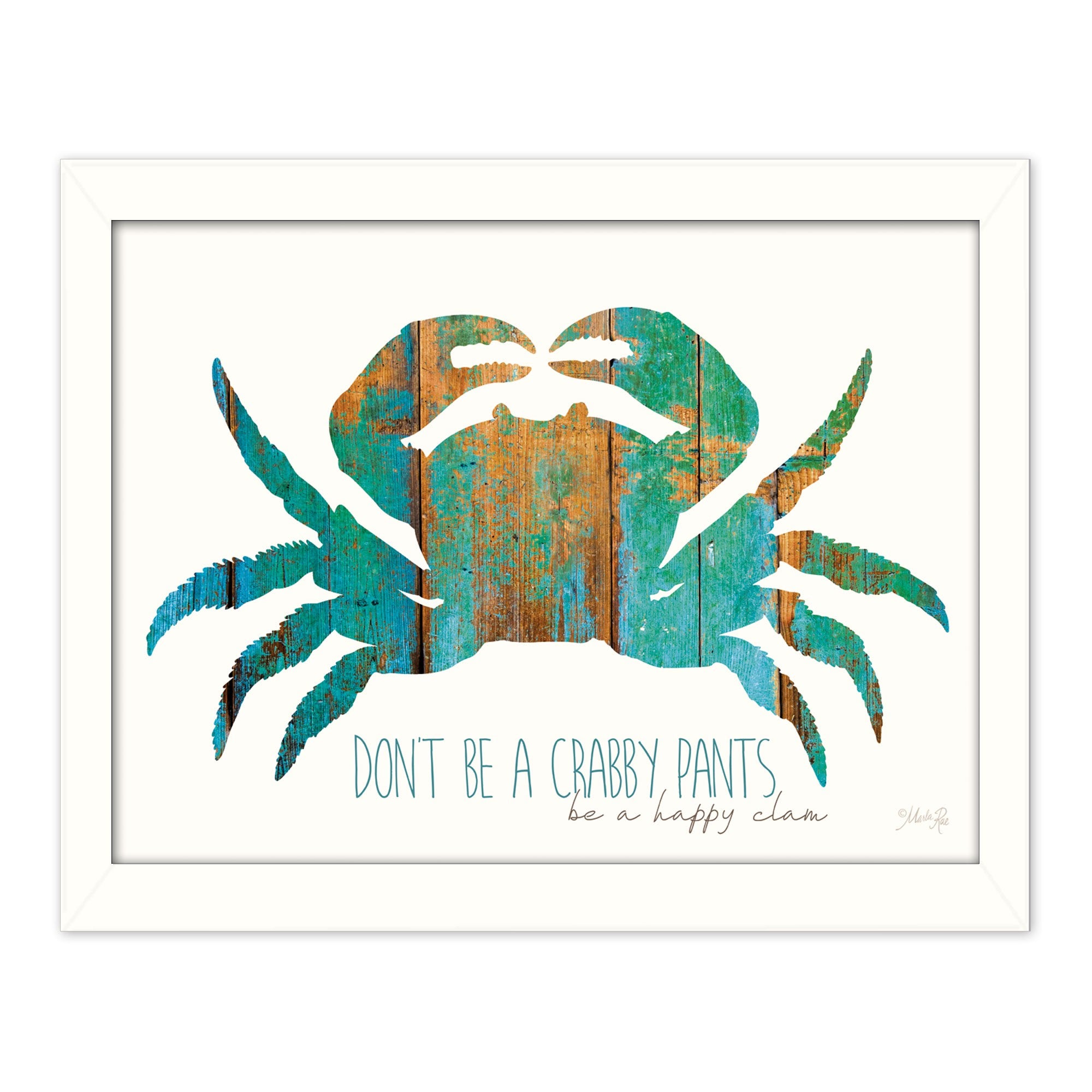 Dont Be A Crabby Pants White Framed Print Wall Art