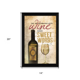 Wine And Sweet Words Black Framed Print Wall Art