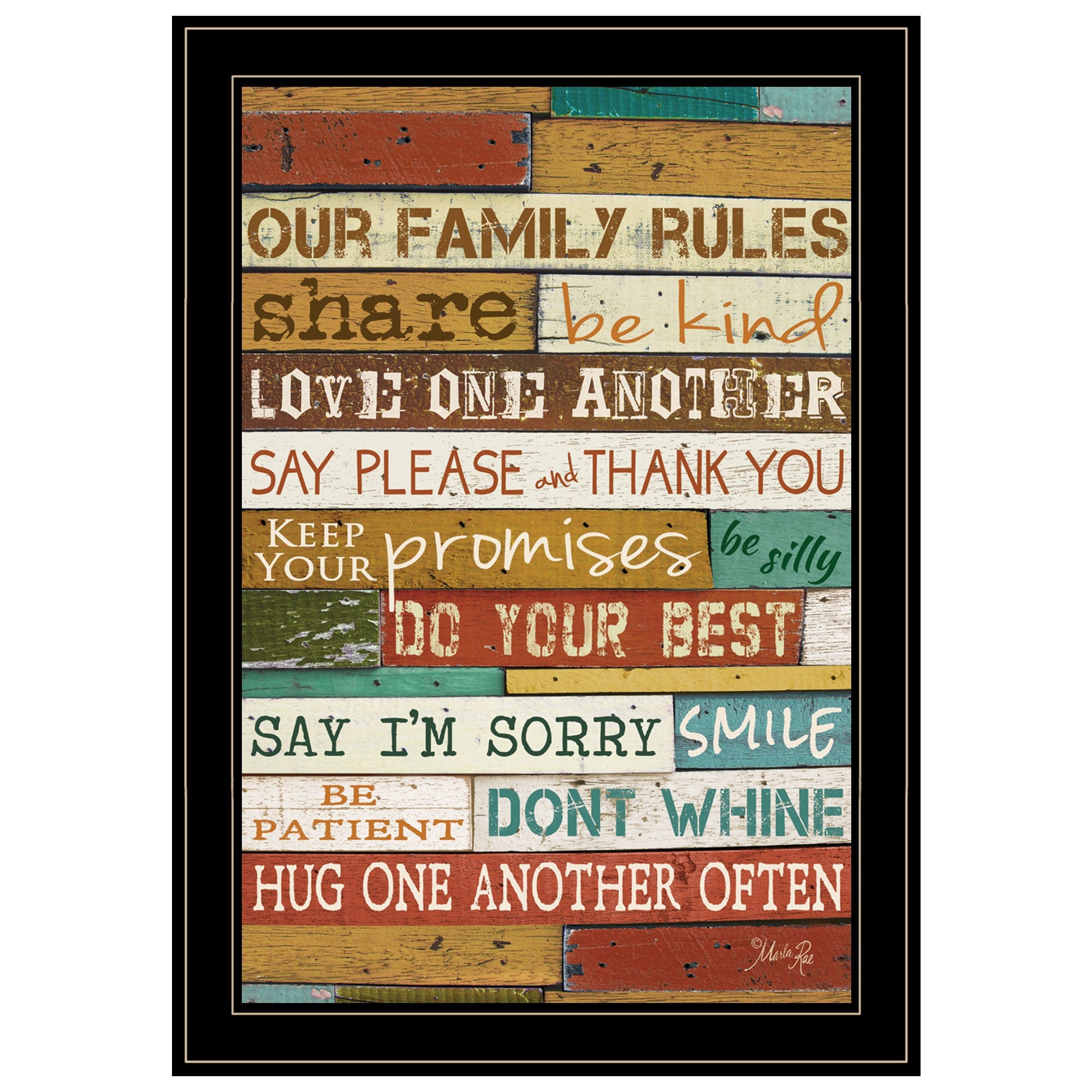 Our Family Rules 7 Black Framed Print Wall Art