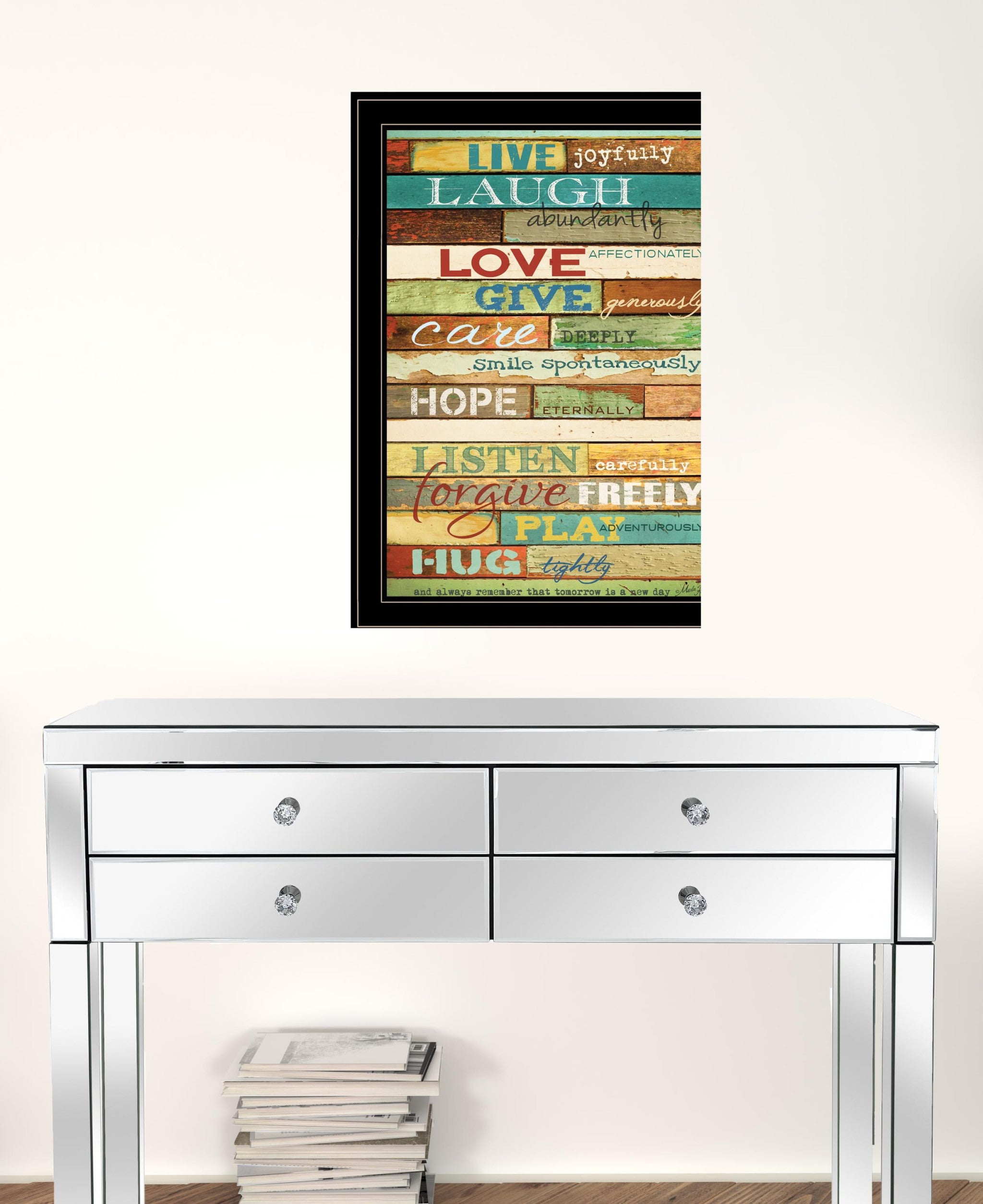 Live Joyfully 2 Black Framed Print Wall Art