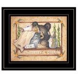 Bear Necessities Getting Ready Black Framed Print Wall Art