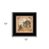 Bath House and Bear Black Framed Print Bathroom Wall Art